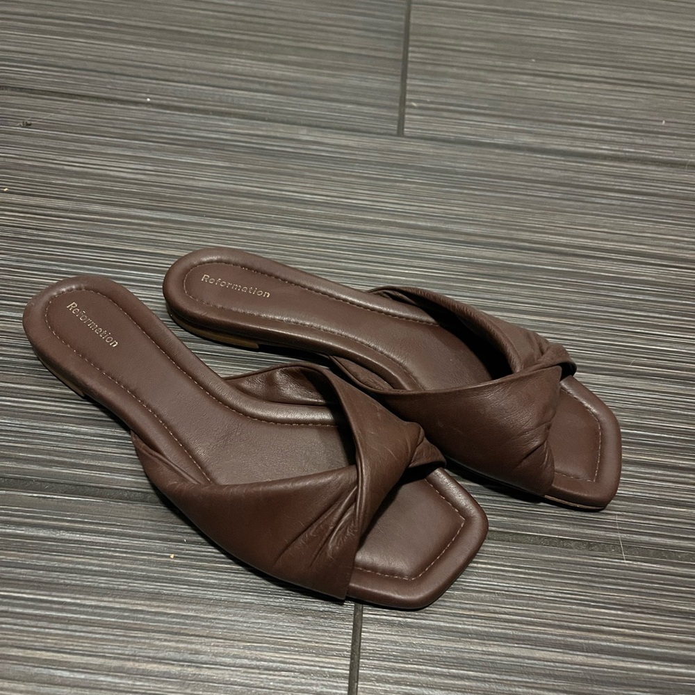 Reformation Brown Leather Sandals